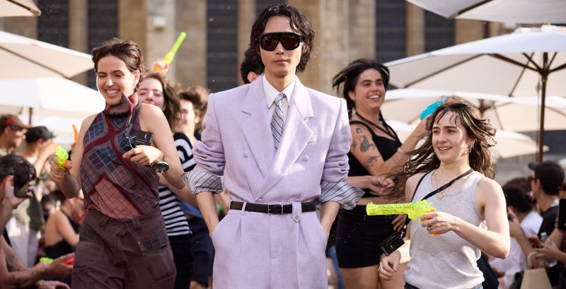 EGONLAB Spring/Summer 2027 finale with water guns during Paris Men’s Fashion Week