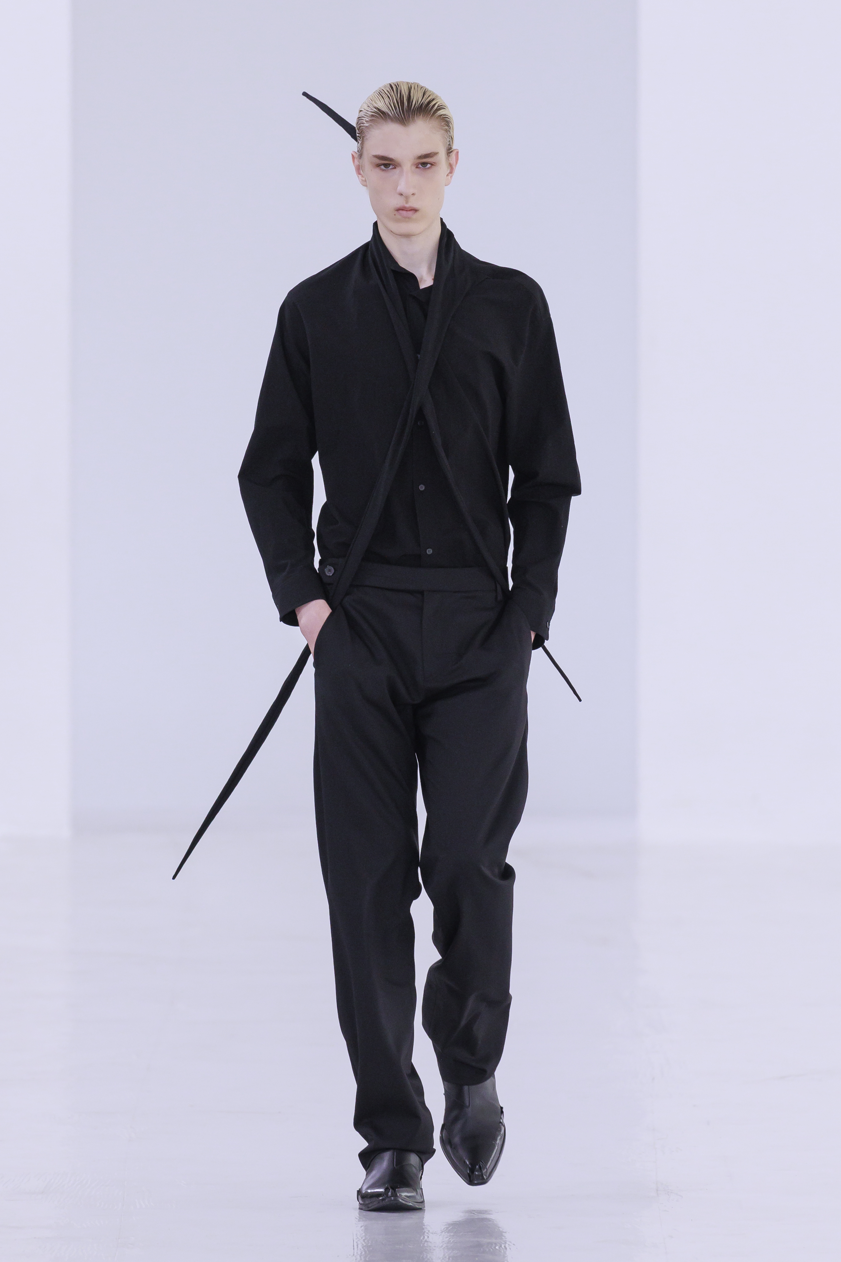Post Archive Faction PAF SS27 black strap look at Paris Men’s Fashion Week