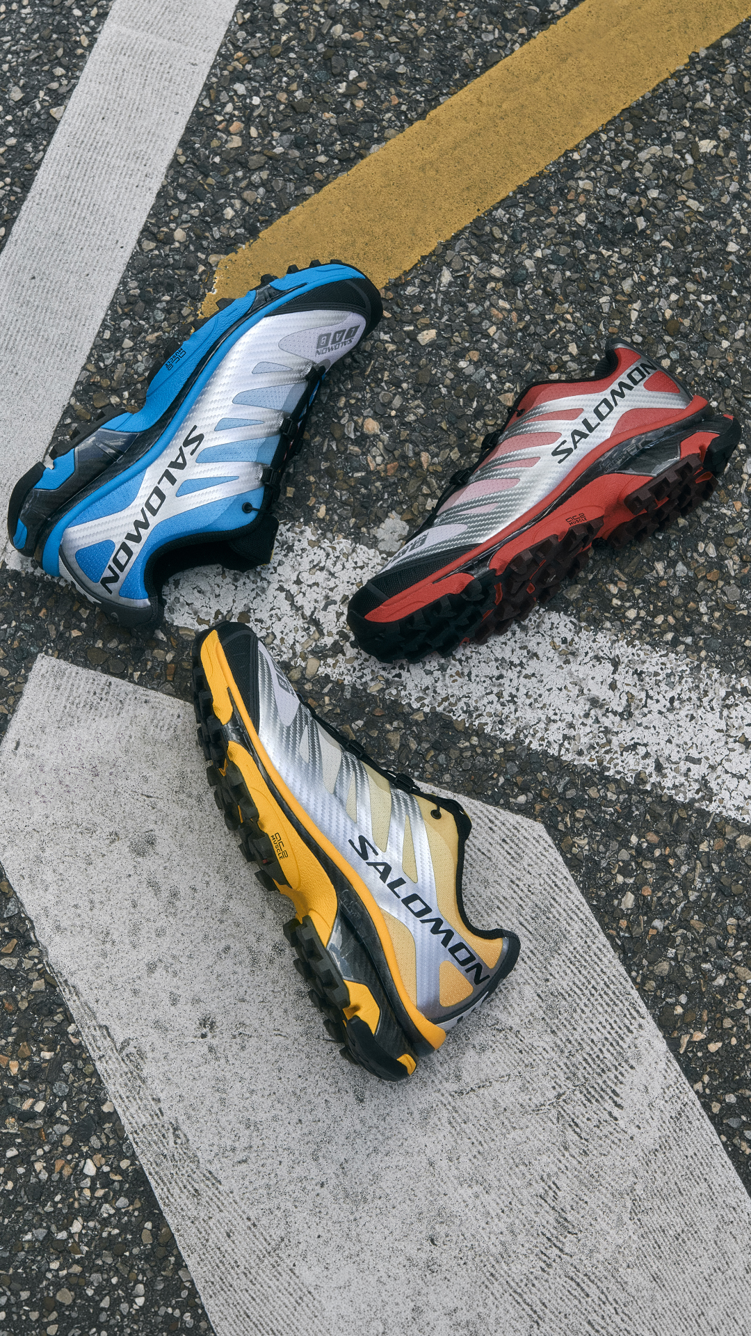 Salomon Launches the New Race Flag Capsule Celebrating Its Performance Heritage Vanity Teen 虚荣青年 Salomon XT-4 OG sneaker from the Race Flag Capsule in yellow, blue and red colorway