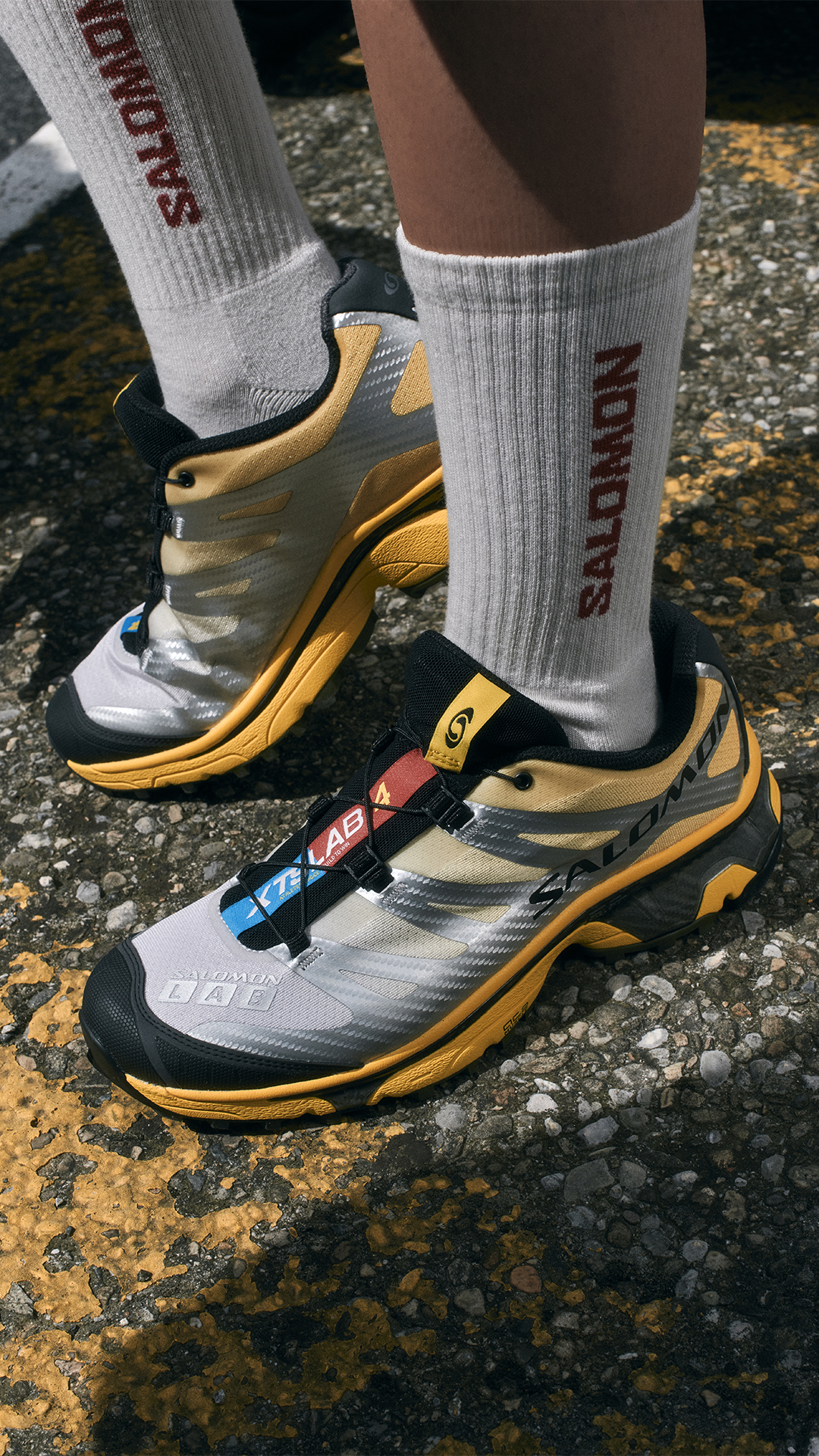 Salomon Launches the New Race Flag Capsule Celebrating Its Performance Heritage Vanity Teen 虚荣青年 Salomon XT-4 OG sneaker from the Race Flag Capsule in yellow