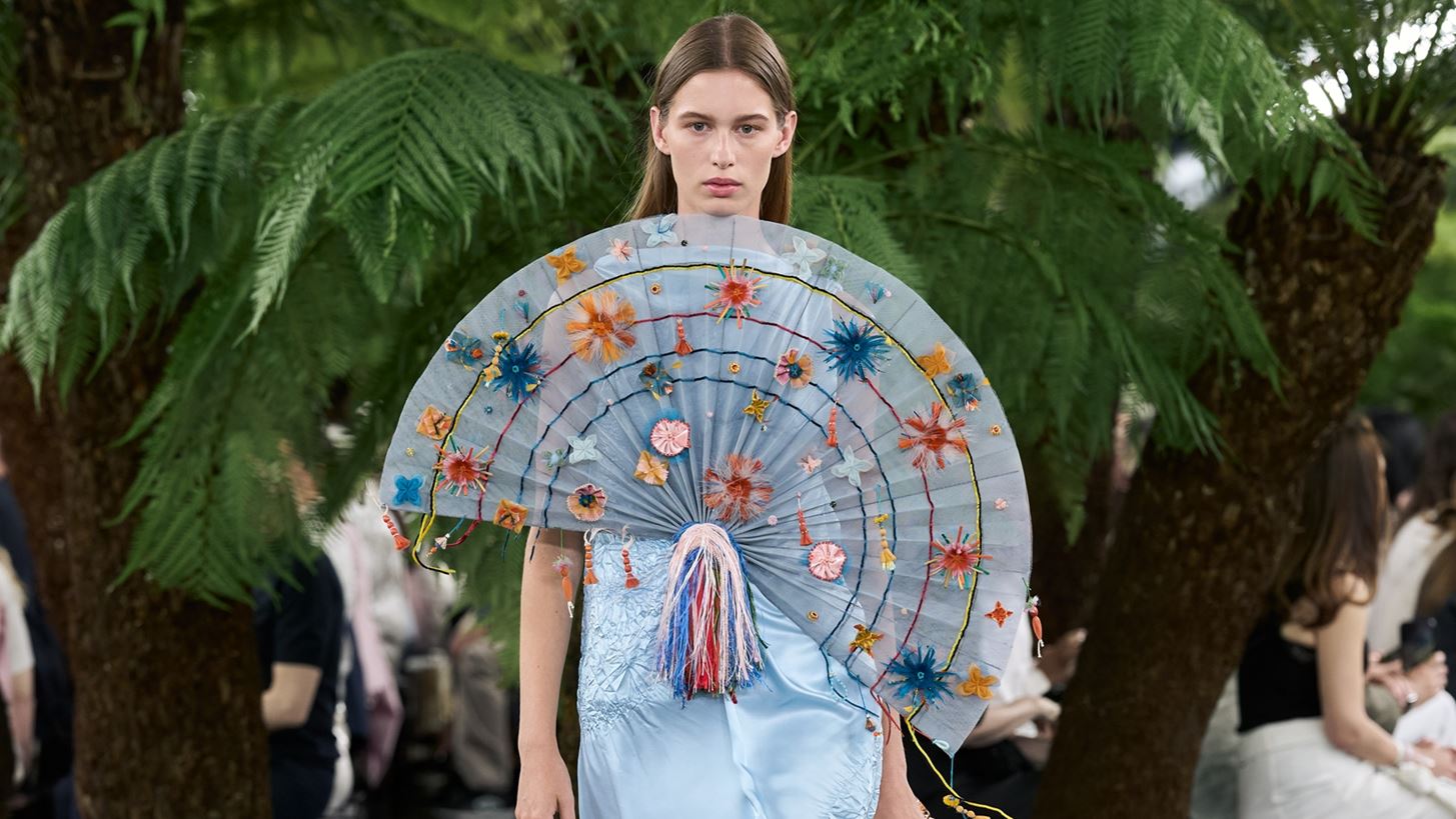 Dior Haute Couture Fall Winter 2026 Look 24 pale blue fan dress