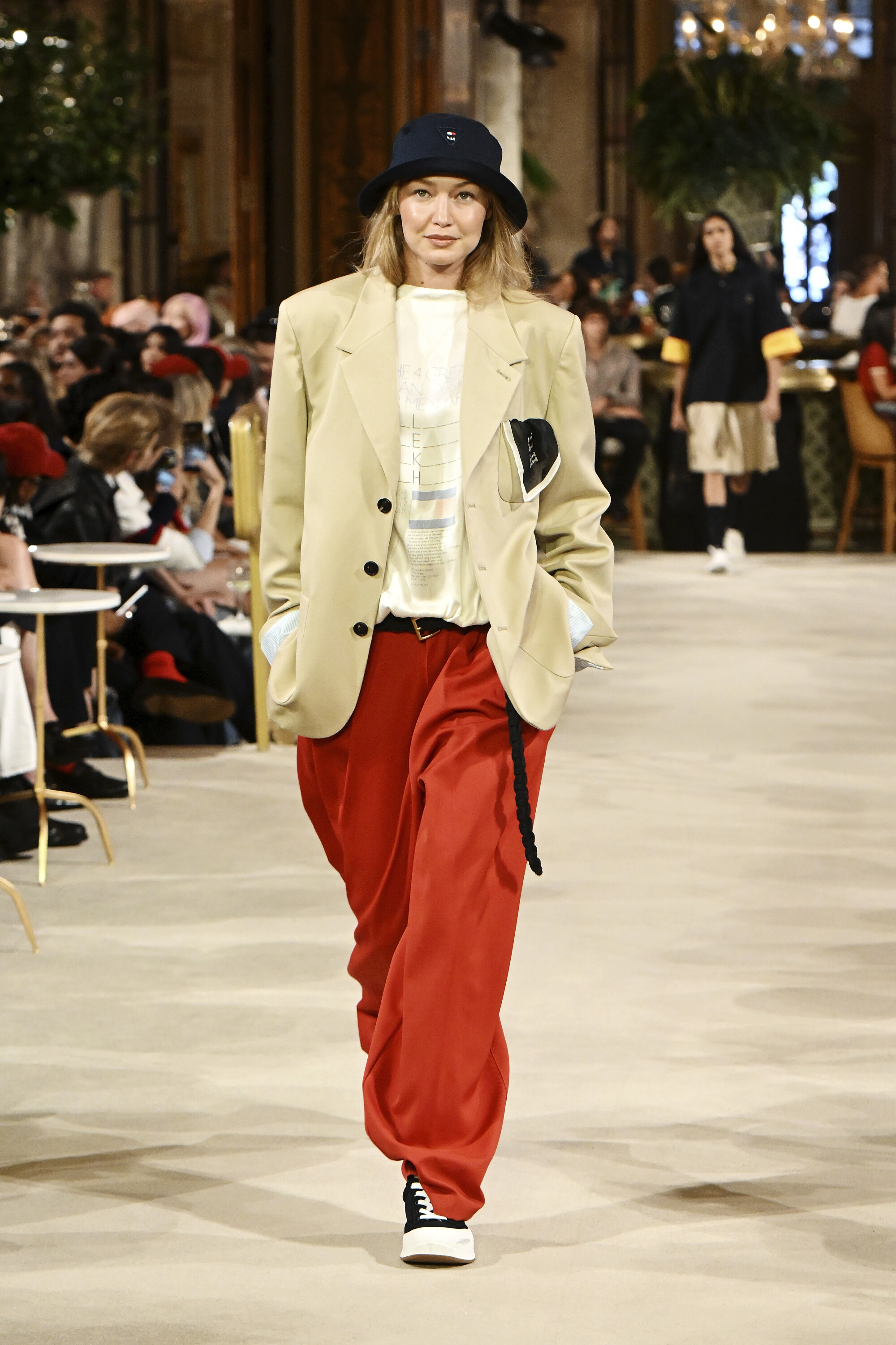  Gigi Hadid opens the Tommy Hilfiger Spring 2027 show at The Plaza Hotel