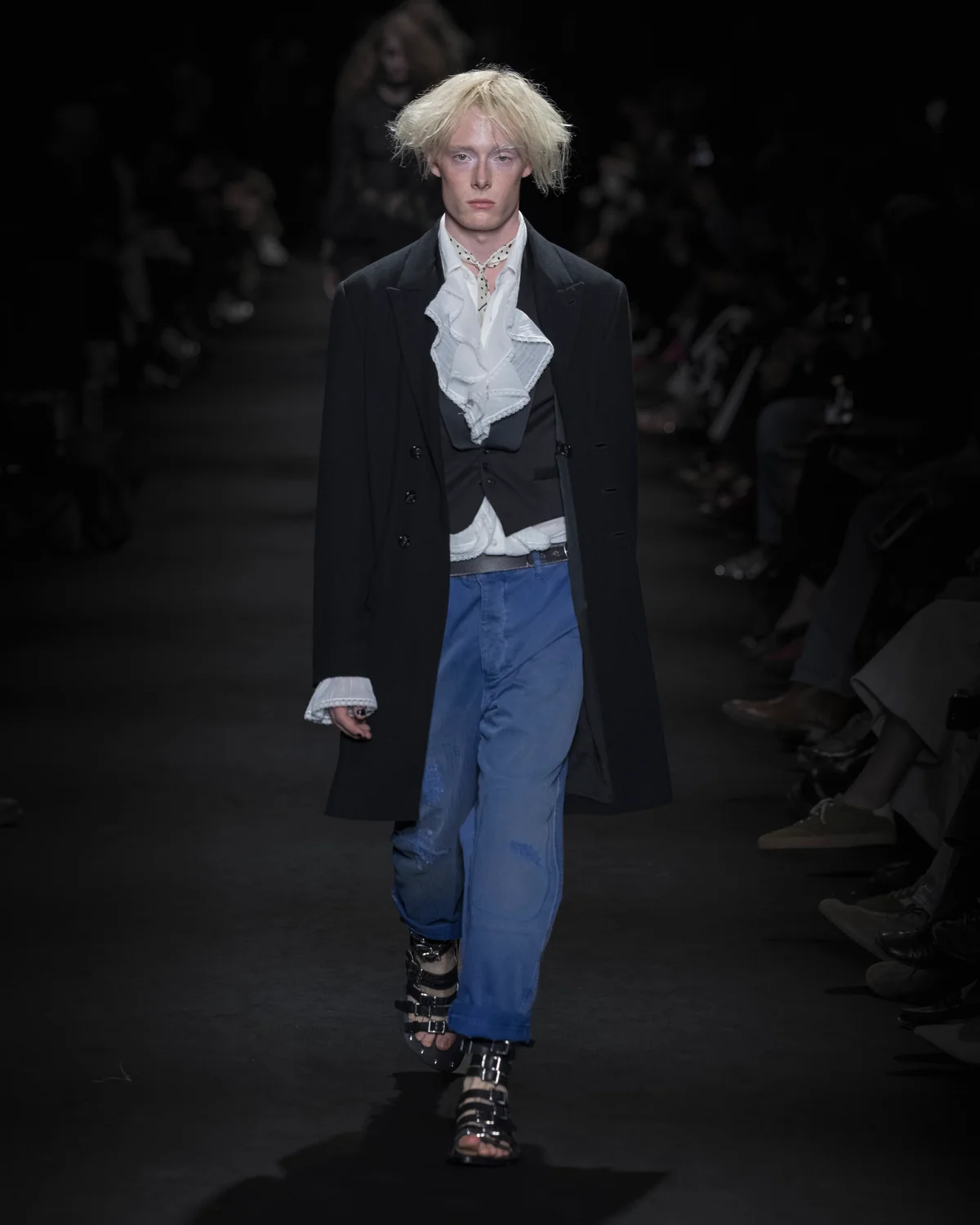The Victorian Hangover Vanity Teen Model on the runway at the Ann Demeulemeester fashion show in Paris, Spring Summer 2027 Ready To Wear Fashion Week