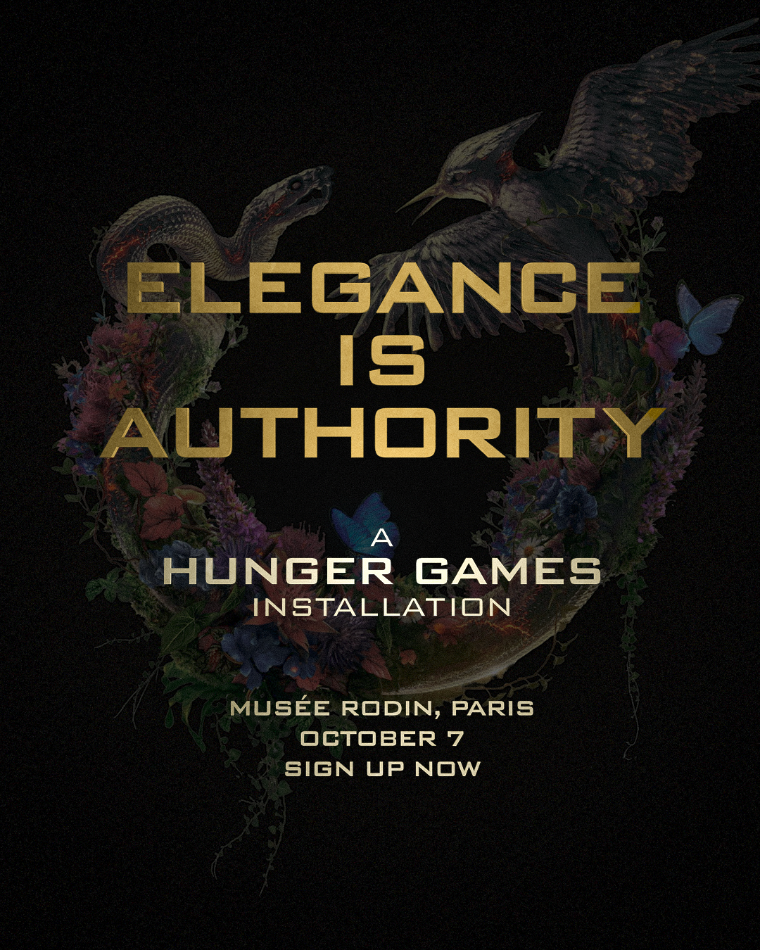 The Hunger Games: Sunrise on the Reaping Paris installation titled Elegance is Authority at Musee Rodin